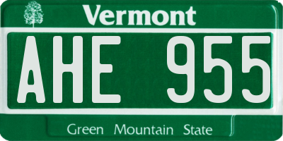 VT license plate AHE955