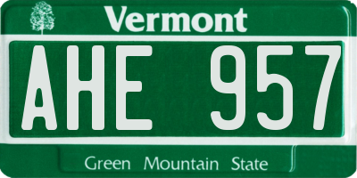 VT license plate AHE957