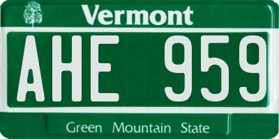 VT license plate AHE959
