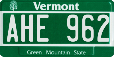 VT license plate AHE962