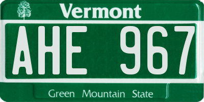 VT license plate AHE967