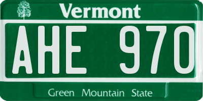 VT license plate AHE970
