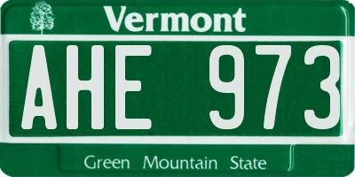 VT license plate AHE973