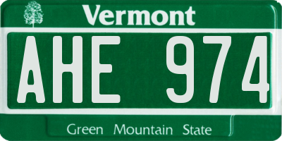 VT license plate AHE974