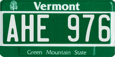 VT license plate AHE976