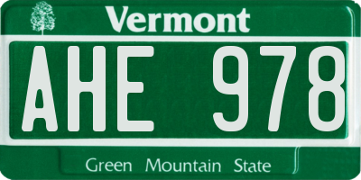 VT license plate AHE978