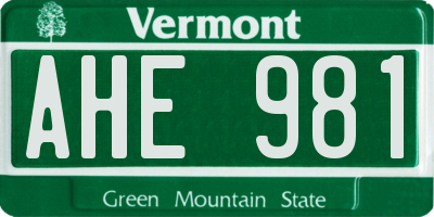 VT license plate AHE981