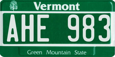 VT license plate AHE983