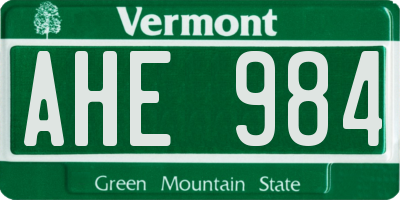 VT license plate AHE984