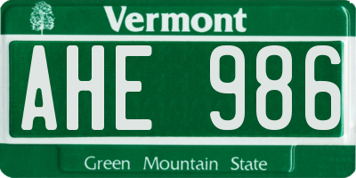 VT license plate AHE986
