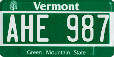 VT license plate AHE987