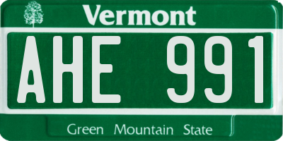 VT license plate AHE991