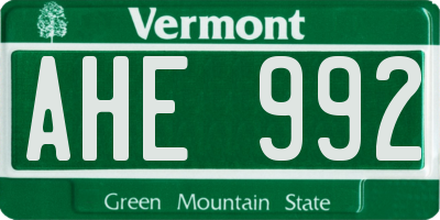 VT license plate AHE992