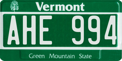 VT license plate AHE994