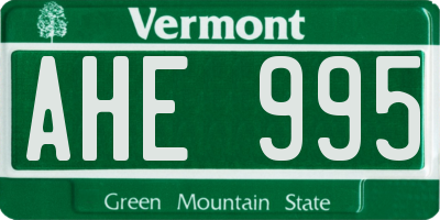 VT license plate AHE995