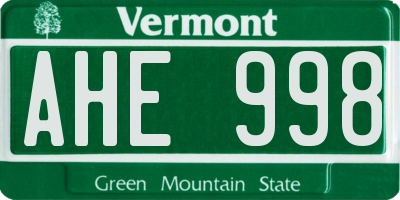 VT license plate AHE998
