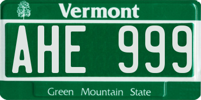 VT license plate AHE999