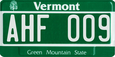 VT license plate AHF009