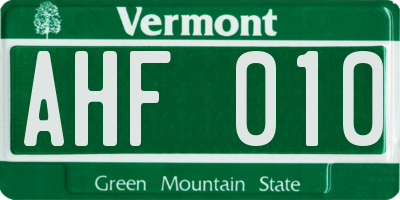 VT license plate AHF010