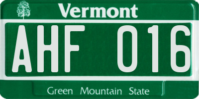 VT license plate AHF016