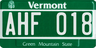 VT license plate AHF018