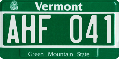 VT license plate AHF041