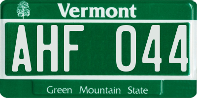 VT license plate AHF044