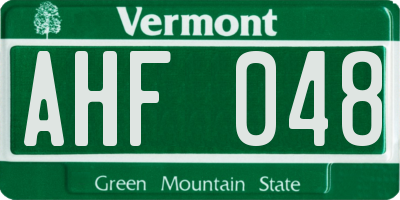 VT license plate AHF048