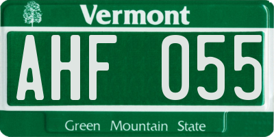 VT license plate AHF055