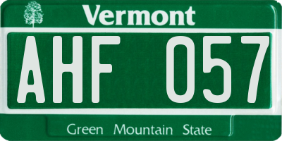 VT license plate AHF057