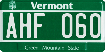 VT license plate AHF060