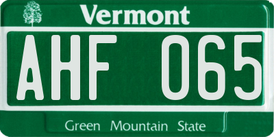 VT license plate AHF065