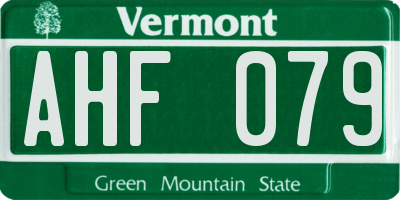VT license plate AHF079