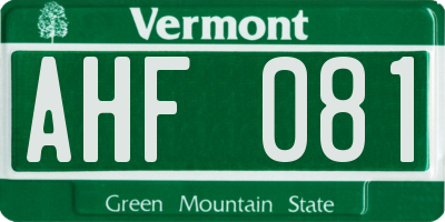 VT license plate AHF081