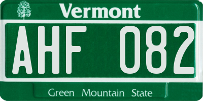 VT license plate AHF082