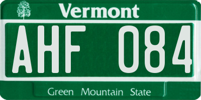VT license plate AHF084
