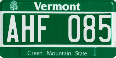 VT license plate AHF085