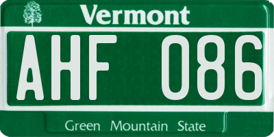 VT license plate AHF086