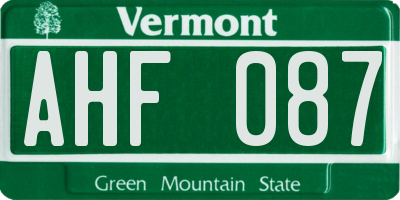 VT license plate AHF087