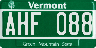 VT license plate AHF088