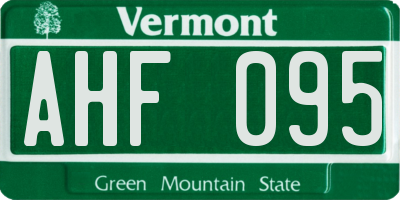 VT license plate AHF095