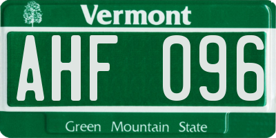 VT license plate AHF096