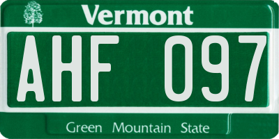 VT license plate AHF097