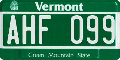VT license plate AHF099