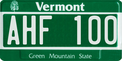 VT license plate AHF100