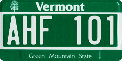 VT license plate AHF101