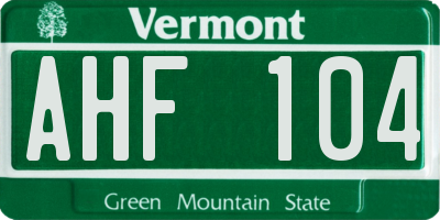 VT license plate AHF104