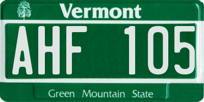 VT license plate AHF105
