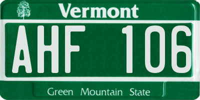 VT license plate AHF106