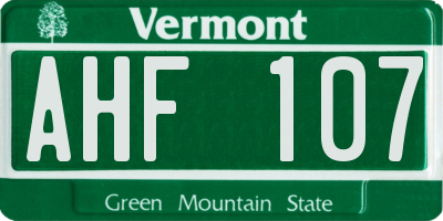 VT license plate AHF107